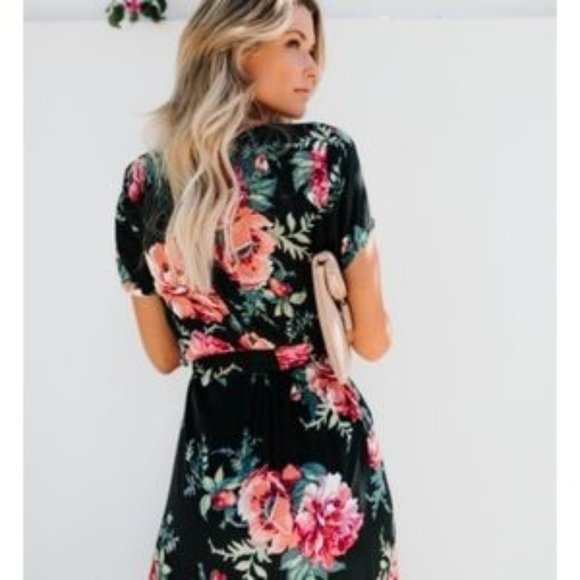 Vici Rosemallow Bardot Floral Rose Maxi Dress S - Picture 4 of 4